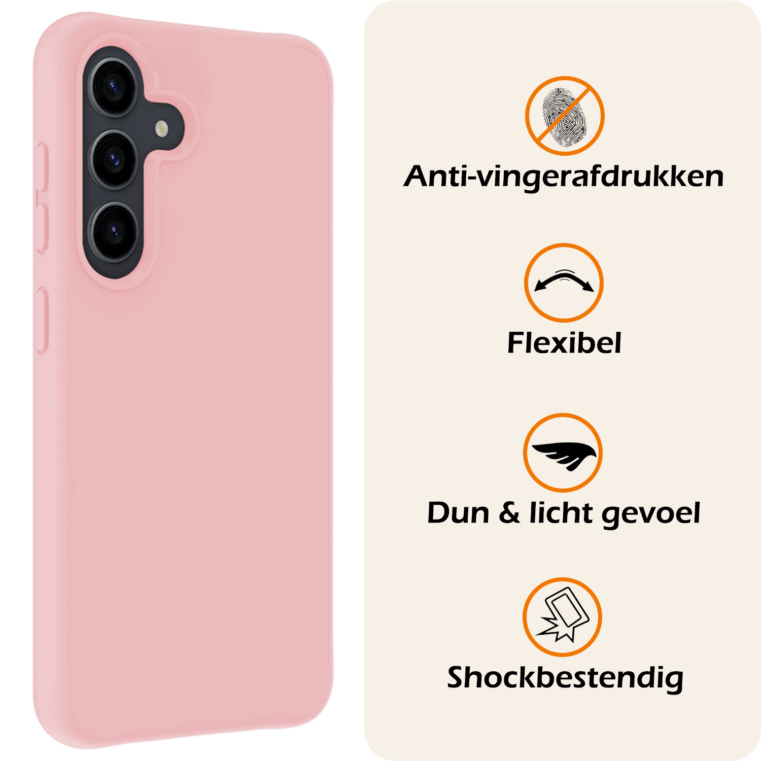 Nomfy Hoesje Geschikt voor Samsung A55 Hoesje Siliconen Cover Case - Hoes Geschikt voor Samsung Galaxy A55 Hoes Back Case - Lichtroze
