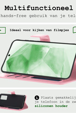 BASEY. Hoes Geschikt voor Samsung A55 Hoesje Bookcase Hoes Flip Case Book Cover - Hoesje Geschikt voor Samsung Galaxy A55 Hoes Book Case Hoesje - Lichtroze