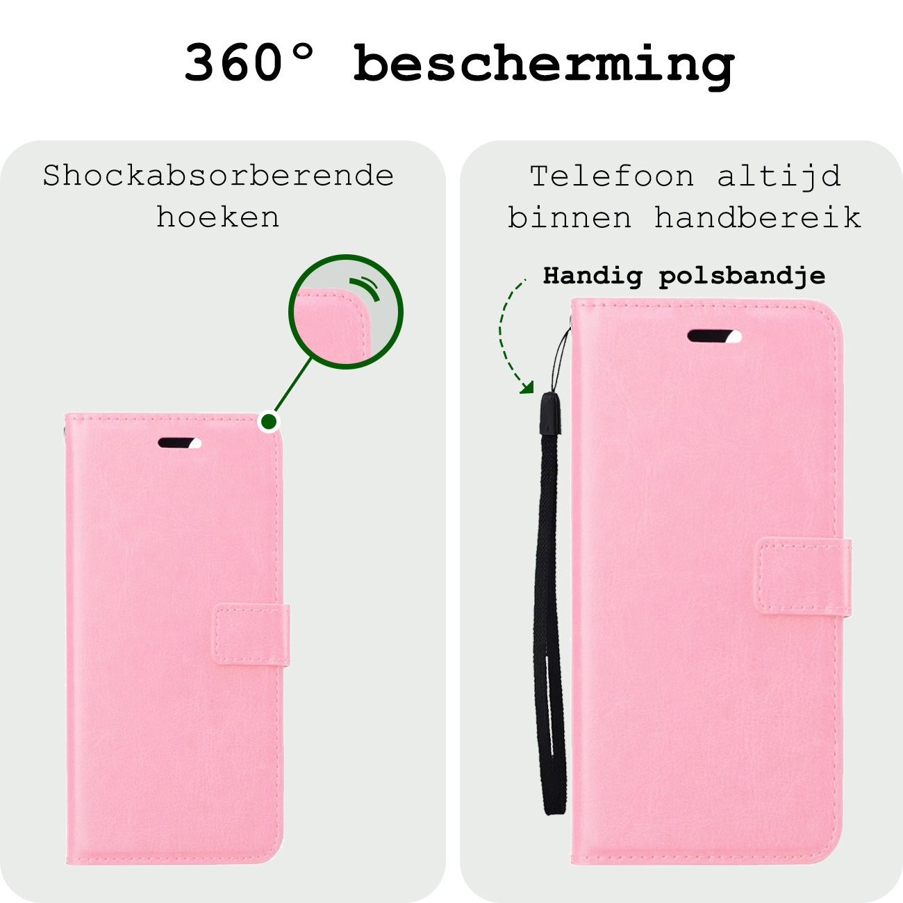 BASEY. Hoes Geschikt voor Samsung A55 Hoesje Bookcase Hoes Flip Case Book Cover - Hoesje Geschikt voor Samsung Galaxy A55 Hoes Book Case Hoesje - Lichtroze