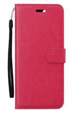 BASEY. Hoes Geschikt voor Samsung A55 Hoesje Bookcase Hoes Flip Case Book Cover - Hoesje Geschikt voor Samsung Galaxy A55 Hoes Book Case Hoesje - Donkerroze