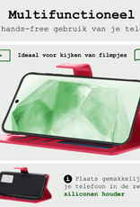 BASEY. Hoes Geschikt voor Samsung A55 Hoesje Bookcase Hoes Flip Case Book Cover - Hoesje Geschikt voor Samsung Galaxy A55 Hoes Book Case Hoesje - Donkerroze