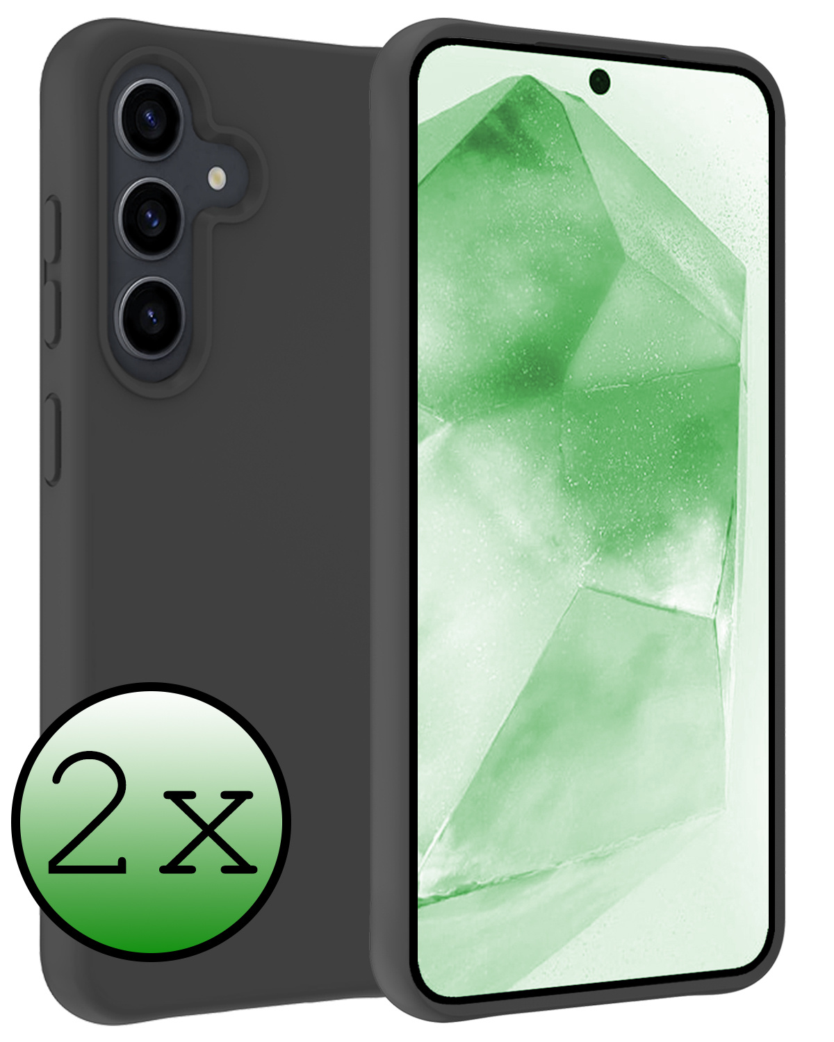 BASEY. Hoes Geschikt voor Samsung A55 Hoesje Siliconen Back Cover Case - Hoesje Geschikt voor Samsung Galaxy A55 Hoes Cover Hoesje - Zwart - 2 Stuks