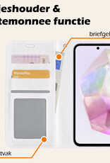 Nomfy Hoesje Geschikt voor Samsung A35 Hoes Bookcase Flipcase Book Cover Met 2x Screenprotector - Hoes Geschikt voor Samsung Galaxy A35 5G Hoesje Book Case - Wit