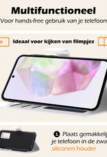 Nomfy Hoesje Geschikt voor Samsung A35 Hoes Bookcase Flipcase Book Cover Met 2x Screenprotector - Hoes Geschikt voor Samsung Galaxy A35 5G Hoesje Book Case - Wit