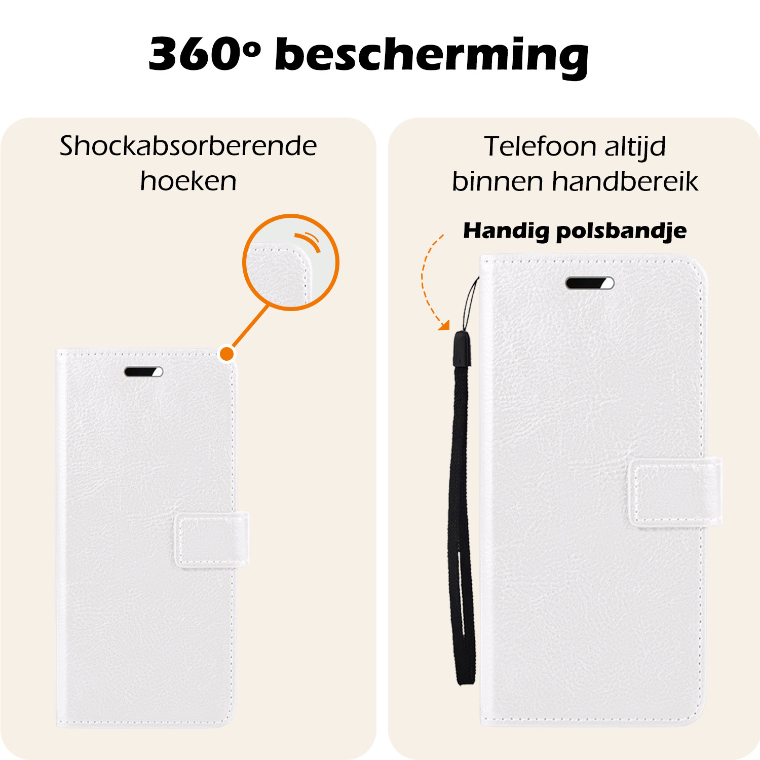 Nomfy Hoesje Geschikt voor Samsung A35 Hoes Bookcase Flipcase Book Cover Met 2x Screenprotector - Hoes Geschikt voor Samsung Galaxy A35 5G Hoesje Book Case - Wit