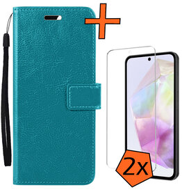 Nomfy Nomfy Samsung Galaxy A35 Hoesje Bookcase Met 2x Screenprotector - Turquoise