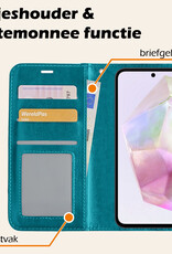 Nomfy Hoesje Geschikt voor Samsung A35 Hoes Bookcase Flipcase Book Cover Met 2x Screenprotector - Hoes Geschikt voor Samsung Galaxy A35 5G Hoesje Book Case - Turquoise