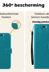 Nomfy Hoesje Geschikt voor Samsung A35 Hoes Bookcase Flipcase Book Cover Met 2x Screenprotector - Hoes Geschikt voor Samsung Galaxy A35 5G Hoesje Book Case - Turquoise