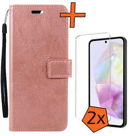 Nomfy Nomfy Samsung Galaxy A35 Hoesje Bookcase Met 2x Screenprotector - Rose Goud