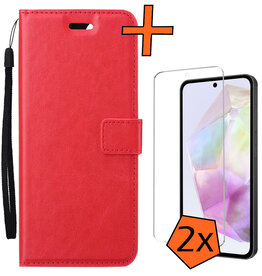 Nomfy Nomfy Samsung Galaxy A35 Hoesje Bookcase Met 2x Screenprotector - Rood