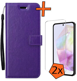Nomfy Nomfy Samsung Galaxy A35 Hoesje Bookcase Met 2x Screenprotector - Paars