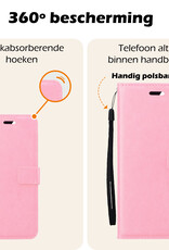 Nomfy Hoesje Geschikt voor Samsung A35 Hoes Bookcase Flipcase Book Cover Met 2x Screenprotector - Hoes Geschikt voor Samsung Galaxy A35 5G Hoesje Book Case - Lichtroze