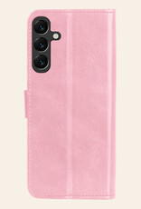 Nomfy Hoesje Geschikt voor Samsung A35 Hoes Bookcase Flipcase Book Cover Met 2x Screenprotector - Hoes Geschikt voor Samsung Galaxy A35 5G Hoesje Book Case - Lichtroze