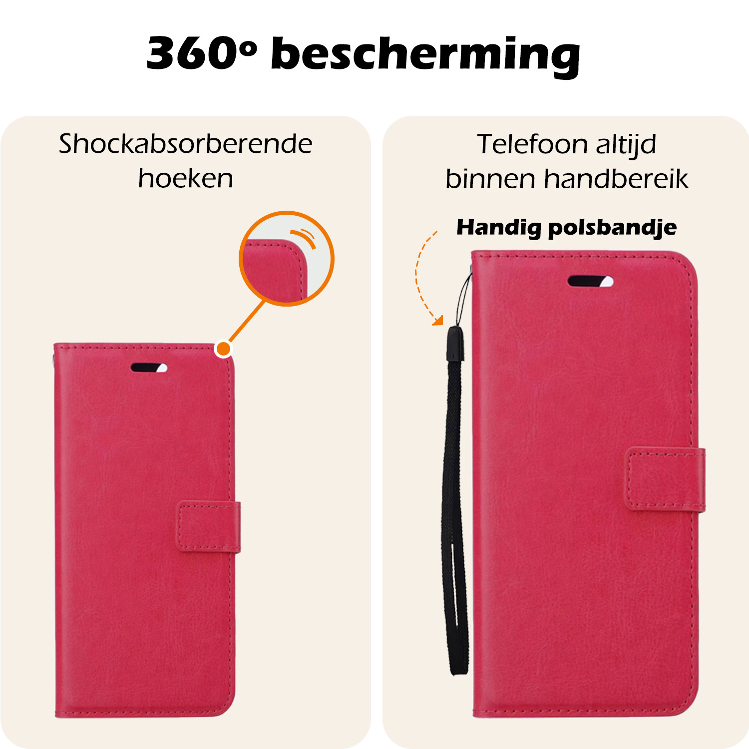 Nomfy Hoesje Geschikt voor Samsung A35 Hoes Bookcase Flipcase Book Cover Met 2x Screenprotector - Hoes Geschikt voor Samsung Galaxy A35 5G Hoesje Book Case - Donkerroze