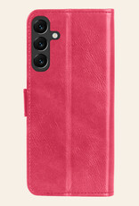 Nomfy Hoesje Geschikt voor Samsung A35 Hoes Bookcase Flipcase Book Cover Met 2x Screenprotector - Hoes Geschikt voor Samsung Galaxy A35 5G Hoesje Book Case - Donkerroze