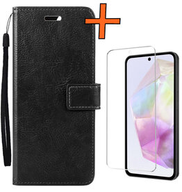 Nomfy Nomfy Samsung Galaxy A35 Hoesje Bookcase Met Screenprotector - Zwart