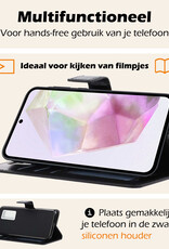 Nomfy Hoesje Geschikt voor Samsung A35 Hoes Bookcase Flipcase Book Cover Met Screenprotector - Hoes Geschikt voor Samsung Galaxy A35 5G Hoesje Book Case - Zwart