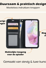 Nomfy Hoesje Geschikt voor Samsung A35 Hoes Bookcase Flipcase Book Cover Met Screenprotector - Hoes Geschikt voor Samsung Galaxy A35 5G Hoesje Book Case - Zwart
