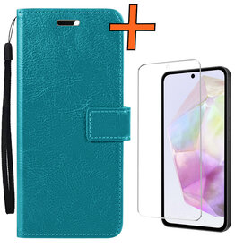 Nomfy Nomfy Samsung Galaxy A35 Hoesje Bookcase Met Screenprotector - Turquoise