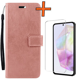 Nomfy Nomfy Samsung Galaxy A35 Hoesje Bookcase Met Screenprotector - Rose Goud