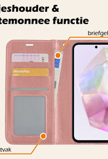 Nomfy Hoesje Geschikt voor Samsung A35 Hoes Bookcase Flipcase Book Cover Met Screenprotector - Hoes Geschikt voor Samsung Galaxy A35 5G Hoesje Book Case - Rosé goud