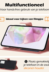 Nomfy Hoesje Geschikt voor Samsung A35 Hoes Bookcase Flipcase Book Cover Met Screenprotector - Hoes Geschikt voor Samsung Galaxy A35 5G Hoesje Book Case - Rosé goud