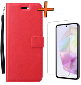 Nomfy Nomfy Samsung Galaxy A35 Hoesje Bookcase Met Screenprotector - Rood