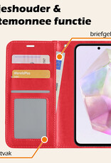 Nomfy Hoesje Geschikt voor Samsung A35 Hoes Bookcase Flipcase Book Cover Met Screenprotector - Hoes Geschikt voor Samsung Galaxy A35 5G Hoesje Book Case - Rood