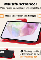 Nomfy Hoesje Geschikt voor Samsung A35 Hoes Bookcase Flipcase Book Cover Met Screenprotector - Hoes Geschikt voor Samsung Galaxy A35 5G Hoesje Book Case - Rood