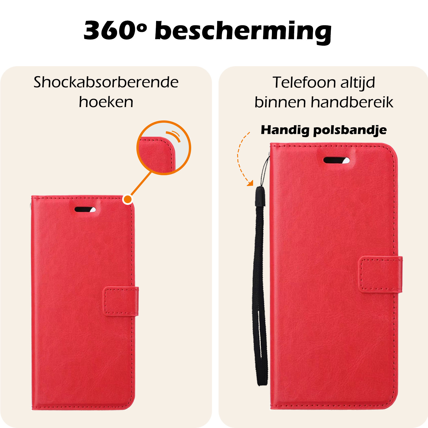 Nomfy Hoesje Geschikt voor Samsung A35 Hoes Bookcase Flipcase Book Cover Met Screenprotector - Hoes Geschikt voor Samsung Galaxy A35 5G Hoesje Book Case - Rood