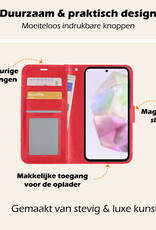 Nomfy Hoesje Geschikt voor Samsung A35 Hoes Bookcase Flipcase Book Cover Met Screenprotector - Hoes Geschikt voor Samsung Galaxy A35 5G Hoesje Book Case - Rood