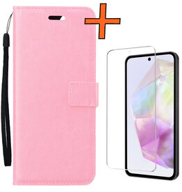 Nomfy Nomfy Samsung Galaxy A35 Hoesje Bookcase Met Screenprotector - Lichtroze