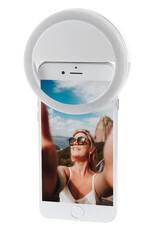 BASEY. Selfie Ring Light Universeel - Selfie Ring Lamp Met Clip Universeel - Selfie Ringlight LED Light Op Batterij Wit