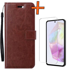 Nomfy Nomfy Samsung Galaxy A35 Hoesje Bookcase Met Screenprotector - Bruin