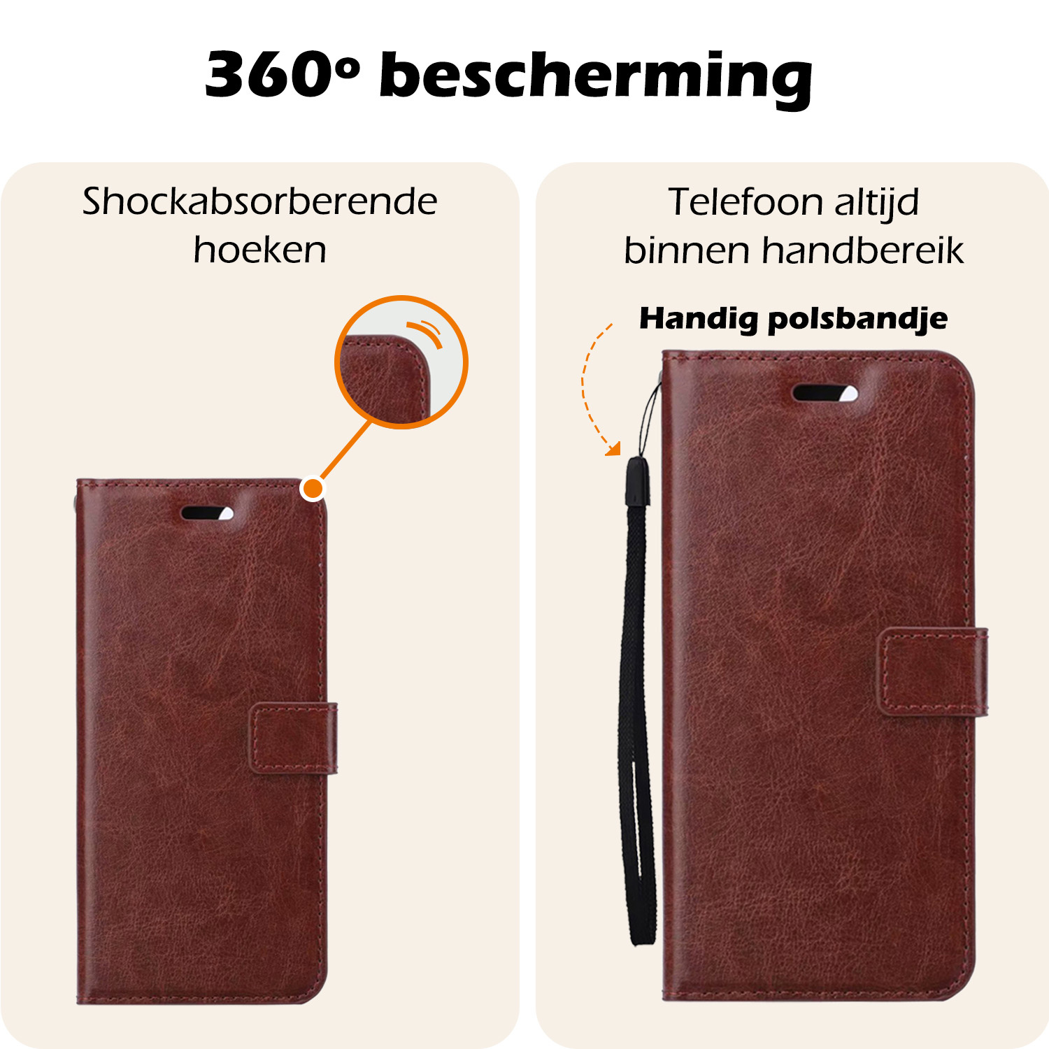 Nomfy Hoesje Geschikt voor Samsung A35 Hoes Bookcase Flipcase Book Cover Met Screenprotector - Hoes Geschikt voor Samsung Galaxy A35 5G Hoesje Book Case - Bruin