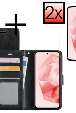NoXx Hoes Geschikt voor Samsung A35 Hoesje Book Case Hoes Flip Cover Wallet Bookcase Met 2x Screenprotector - Zwart