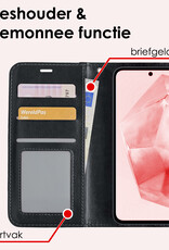 NoXx Hoes Geschikt voor Samsung A35 Hoesje Book Case Hoes Flip Cover Wallet Bookcase Met 2x Screenprotector - Zwart