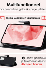 NoXx Hoes Geschikt voor Samsung A35 Hoesje Book Case Hoes Flip Cover Wallet Bookcase Met 2x Screenprotector - Zwart
