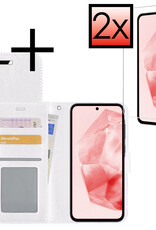 NoXx Hoes Geschikt voor Samsung A35 Hoesje Book Case Hoes Flip Cover Wallet Bookcase Met 2x Screenprotector - Wit