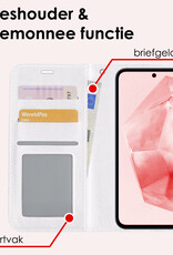 NoXx Hoes Geschikt voor Samsung A35 Hoesje Book Case Hoes Flip Cover Wallet Bookcase Met 2x Screenprotector - Wit