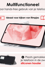 NoXx Hoes Geschikt voor Samsung A35 Hoesje Book Case Hoes Flip Cover Wallet Bookcase Met 2x Screenprotector - Wit