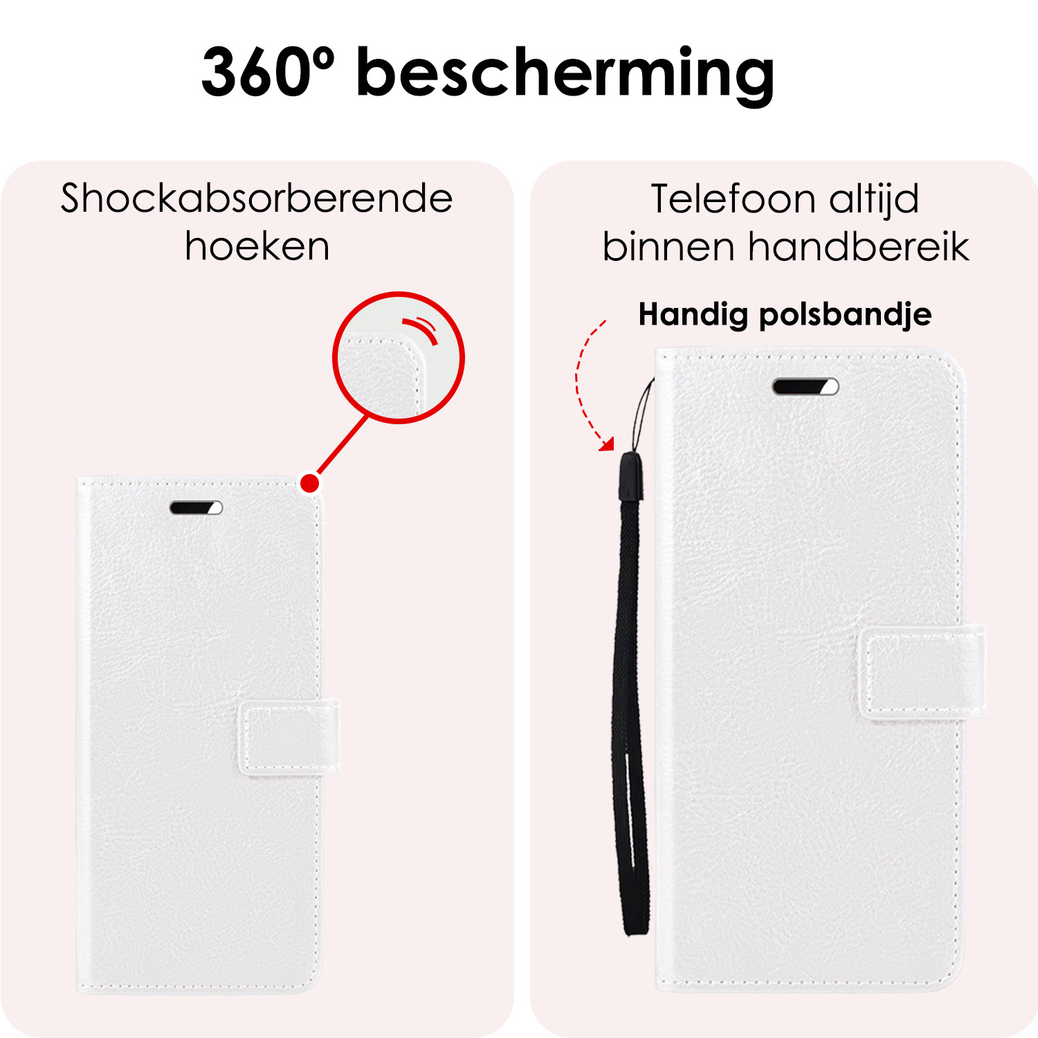 NoXx Hoes Geschikt voor Samsung A35 Hoesje Book Case Hoes Flip Cover Wallet Bookcase Met 2x Screenprotector - Wit