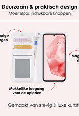 NoXx Hoes Geschikt voor Samsung A35 Hoesje Book Case Hoes Flip Cover Wallet Bookcase Met 2x Screenprotector - Wit