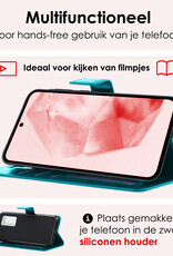 NoXx Hoes Geschikt voor Samsung A35 Hoesje Book Case Hoes Flip Cover Wallet Bookcase Met 2x Screenprotector - Turquoise