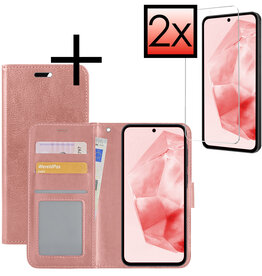 NoXx NoXx Samsung Galaxy A35 Hoesje Bookcase Met 2x Screenprotector - Rose Goud
