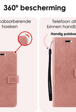 NoXx Hoes Geschikt voor Samsung A35 Hoesje Book Case Hoes Flip Cover Wallet Bookcase Met 2x Screenprotector - Rosé goud