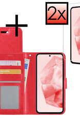 NoXx Hoes Geschikt voor Samsung A35 Hoesje Book Case Hoes Flip Cover Wallet Bookcase Met 2x Screenprotector - Rood