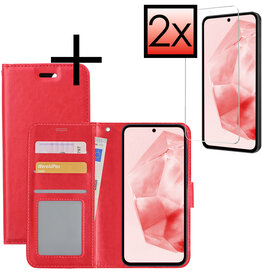 NoXx NoXx Samsung Galaxy A35 Hoesje Bookcase Met 2x Screenprotector - Rood
