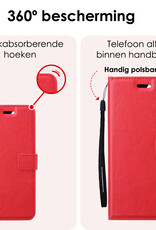 NoXx Hoes Geschikt voor Samsung A35 Hoesje Book Case Hoes Flip Cover Wallet Bookcase Met 2x Screenprotector - Rood