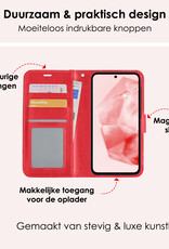 NoXx Hoes Geschikt voor Samsung A35 Hoesje Book Case Hoes Flip Cover Wallet Bookcase Met 2x Screenprotector - Rood